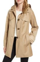 Petite Women's London Fog Removable Hood Rain Coat P - Brown