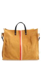 Clare V. Simple Stripe Suede Tote - Yellow
