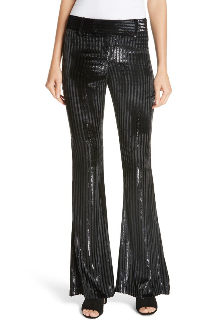 Women's Smythe Velvet Stripe Bootcut Pants - Black