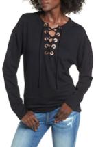 Women's Socialite Lace-up Sweatshirt - Black