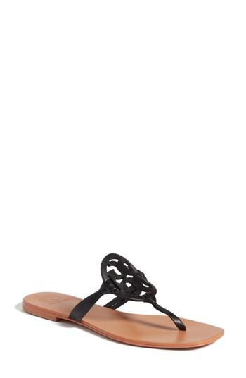 Women's Tory Burch Miller Logo Thong Sandal M - Black