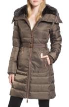 Women's Vince Camuto Belted Coat With Detachable Faux Fur - Grey