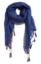 Women's Shiraleah Arabella Embroidered Tassel Scarf, Size - Blue