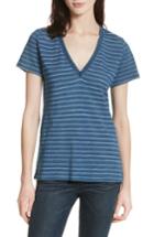 Women's Rag & Bone/jean The Vee Indigo Bleach Stripe Tee, Size - Blue