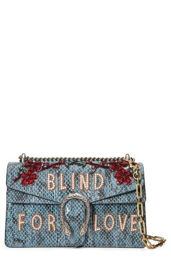 Gucci Dionysus Blind For Love Genuine Snakeskin Shoulder Bag - Blue