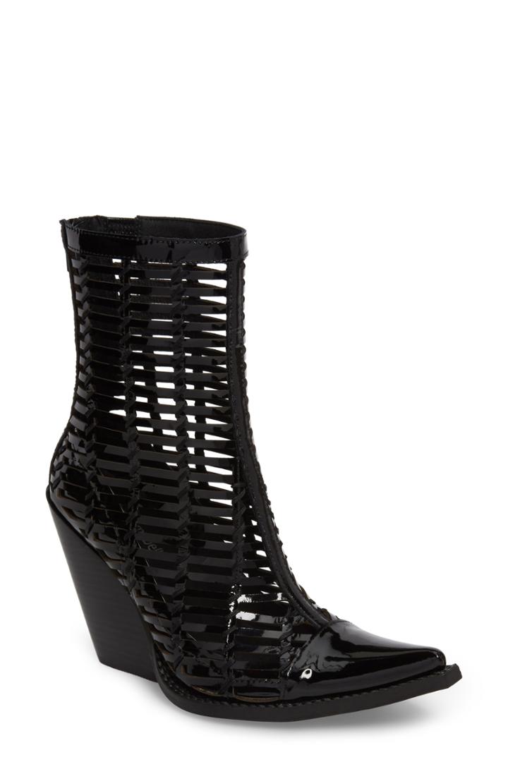 Women's Jeffrey Campbell Gunmetal Cage Bootie .5 M - Black