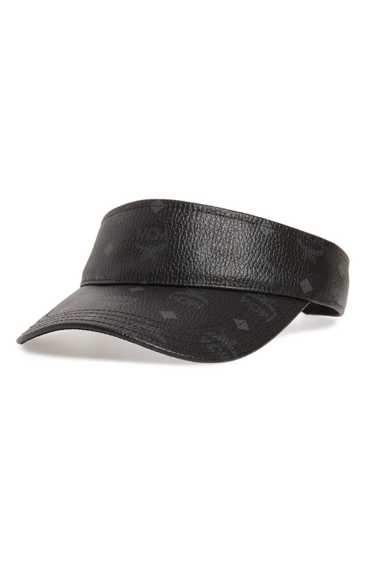 Women's Mcm Visetos Print Faux Leather Visor - Black