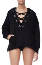 Women's Good American Good Sweats The Lace-up Hoodie /1 - Black