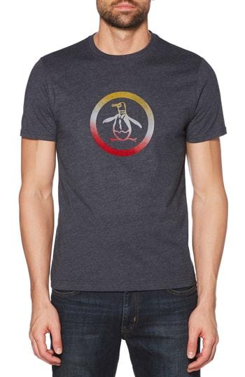 Men's Original Penguin Flocked Ombre Circle Pete T-shirt - Blue