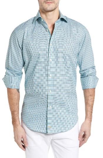 Men's Thomas Dean Classic Fit Textured Check Sport Shirt - Green