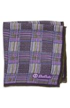 Men's David Donahue Plaid Wool & Silk Pocket Square, Size - Purple