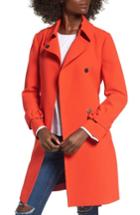 Women's Topshop Daisy Crepe Truster Trench Coat Us (fits Like 14) - Red