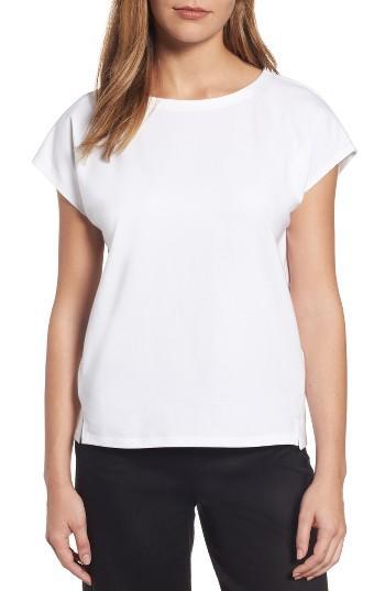 Women's Eileen Fisher Stretch Organic Cotton Jersey Top, Size - White