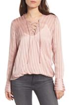 Women's Trouve Sheer Shadow Stripe Top, Size - Pink