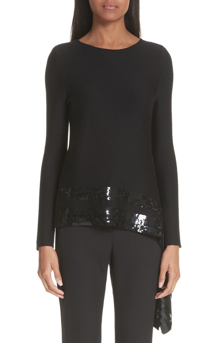 Women's Oscar De La Renta Sequin Drape Sweater