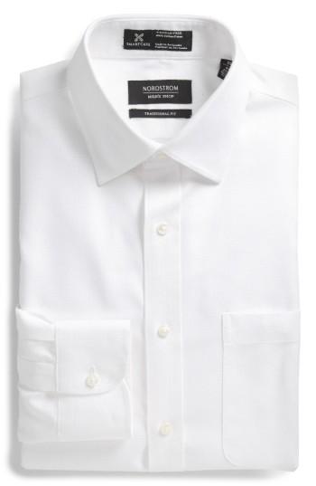 Men's Nordstrom Men's Shop Smartcare(tm) Traditional Fit Solid Dress Shirt - 36 - White