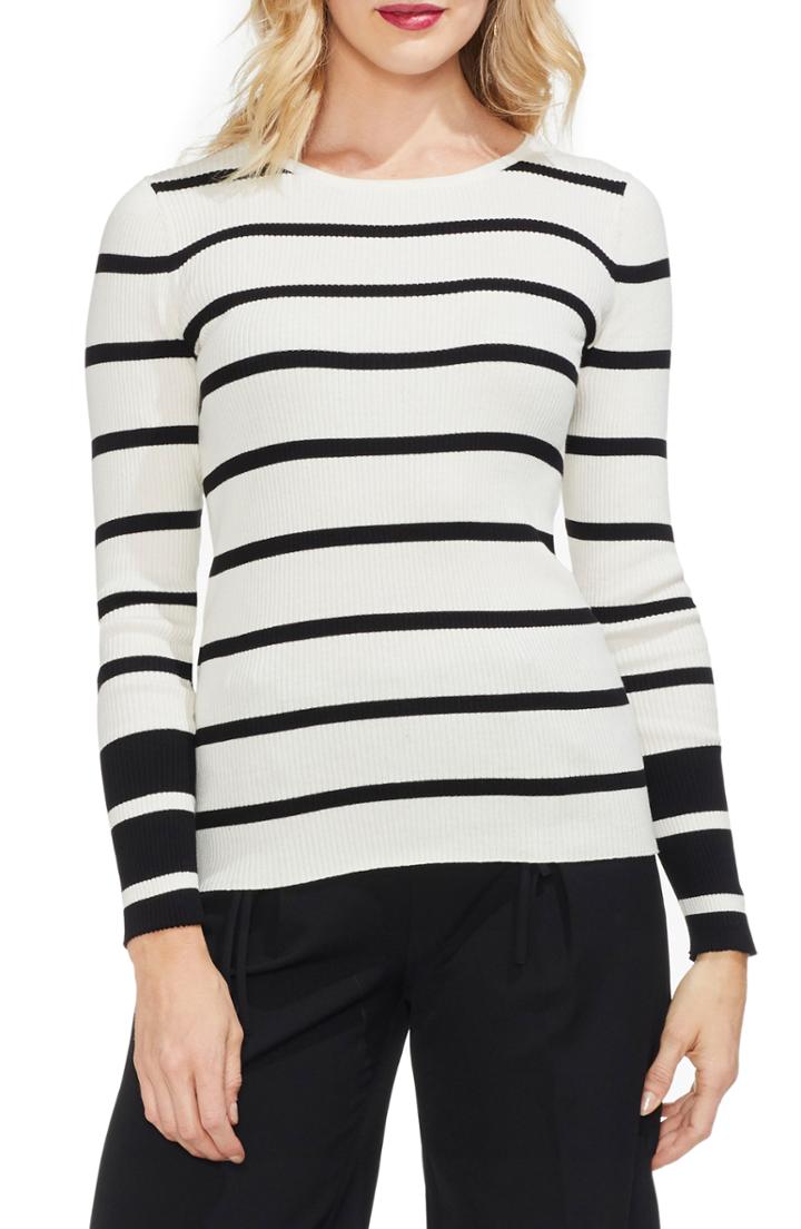 Women's Vince Camuto Ribbed Stripe Sweater - White