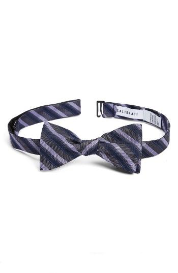 Men's Calibrate Stripe Silk Bow Tie, Size - Purple