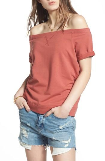 Women's Treasure & Bond Off The Shoulder Sweatshirt - Brown