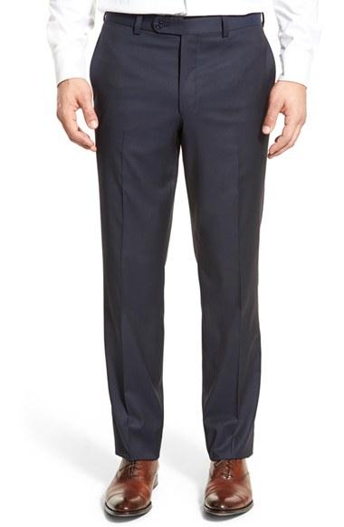 Men's Riviera Flat Front Solid Wool Trousers R - Blue
