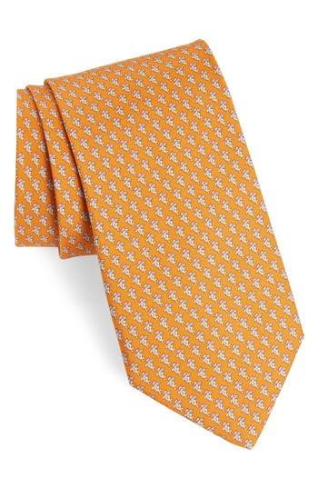 Men's Salvatore Ferragamo Eraldo Print Silk Tie, Size - Orange