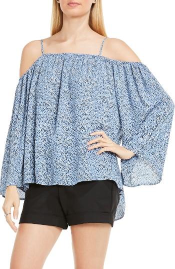 Women's Vince Camuto Print Cold Shoulder Blouse, Size - Blue