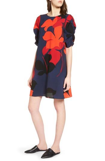 Women's Halogen Ruched Sleeve Crepe Dress - Blue