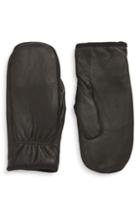 Men's Nordstrom Men's Shop Finger Lined Deerskin Mittens - Black