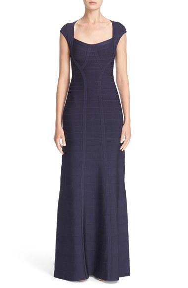 Women's Herve Leger 'catarina' Mermaid Bandage Gown - Blue