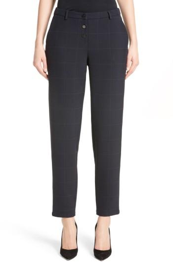 Women's Armani Collezioni Windowpane Plaid Pants Us / 38 It - Blue