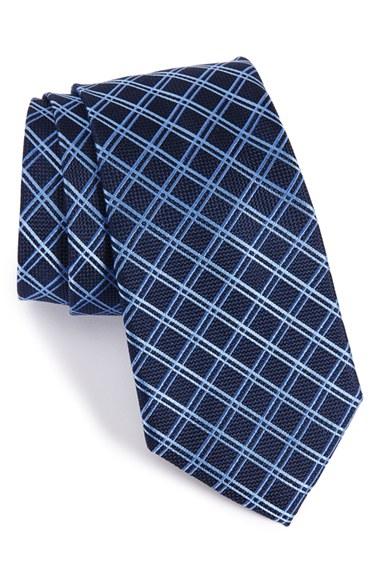 Men's Nordstrom Men's Shop Grid Silk Tie, Size - Blue