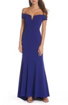Women's Vince Camuto Notched Off The Shoulder Trumpet Gown - Blue