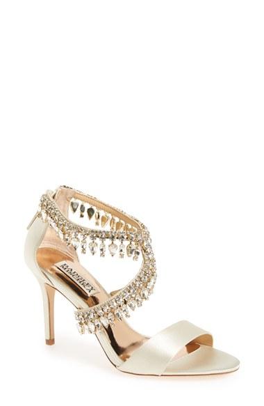Women's Badgley Mischka Crystal-embellished Sandal M - Ivory