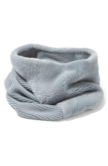 Women's Lafayette 148 New York Genuine Rabbit Fur Trim Tube Scarf, Size - Grey