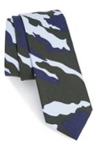 Men's Nordstrom Men's Shop Indigo Camo Cotton Skinny Tie, Size - Blue