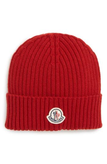 Men's Moncler Berretto Rib Cashmere Beanie - Red