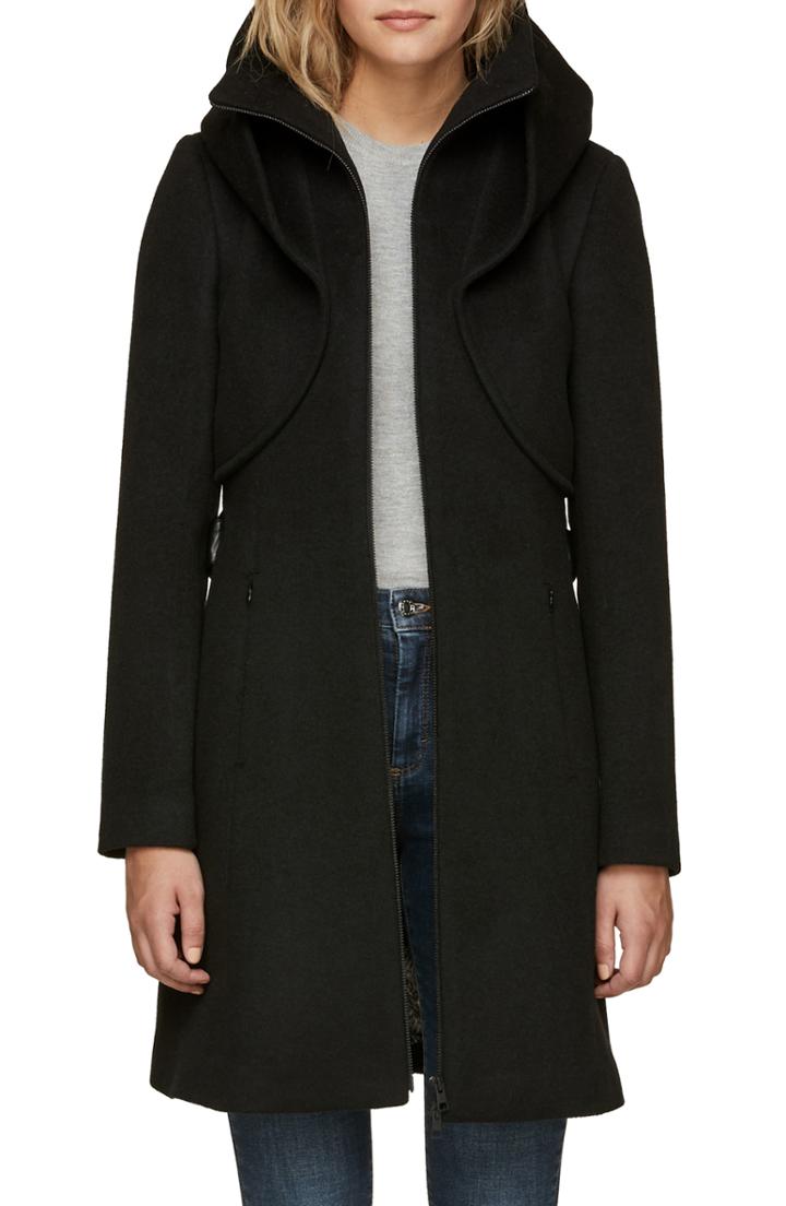 Women's Soia & Kyo Arya Belted & Hooded Wool Coat