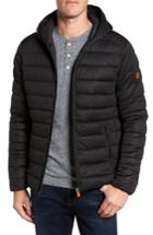 Men's Save The Duck Hooded Water Resistant Puffer Jacket - Black