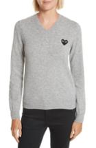 Women's Comme Des Garcons Play Heart Wool Pullover - Grey
