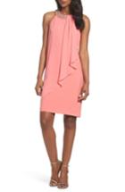 Women's Vince Camuto Embellished Chiffon Overlay A-line Dress - Pink