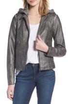 Women's Sebby Faux Leather Jacket With Detachable Jersey Hood