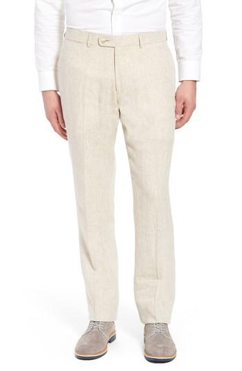 Men's Kroon Andrew Aim Flat Front Linen Trousers R - White