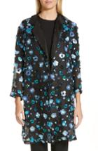 Women's Mansur Gavriel Floral Sequin Sheer Silk Jacket Us / 38 It - Black