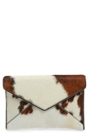 Rebecca Minkoff Leo Genuine Calf Hair Envelope Clutch - Brown