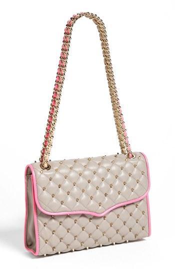 Rebecca Minkoff 'affair - Mini Studded' Convertible Crossbody Bag Gray/ Neon Pink