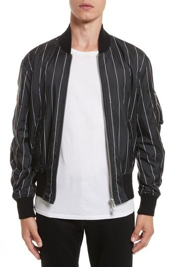 Men's Versus By Versace Reversible Pinstripe Bomber Jacket Eu - Black