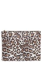 Mali + Lili Molly Leopard Print Vegan Leather Clutch - White