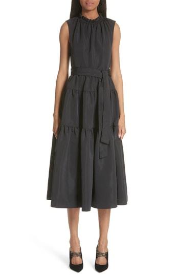 Women's Co Ruffle Neck Tiered Dress - Black