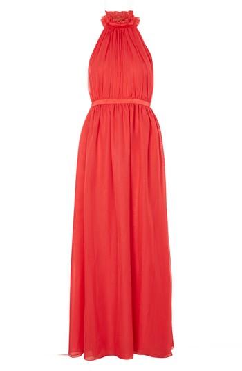 Women's Topshop Taylor Halter Maxi Dress Us (fits Like 0) - Red