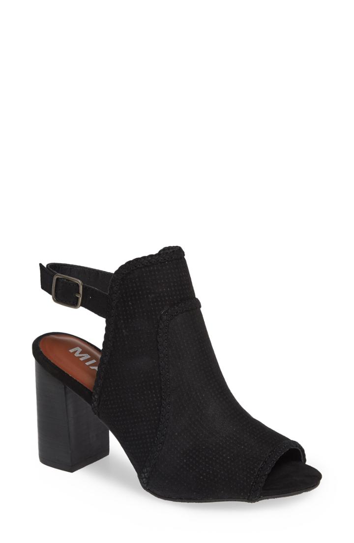 Women's Mia Pat Perforated Open Toe Bootie .5 M - Black